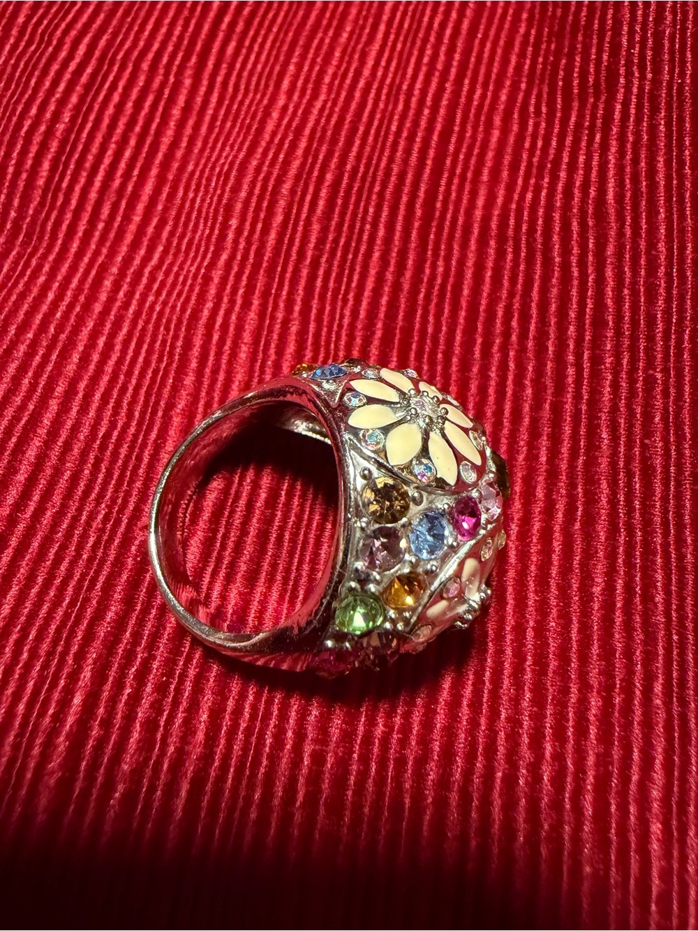 Park Lane Multicolor Crystal Floral Statement Ring Size 8 - Picture 6 of 6